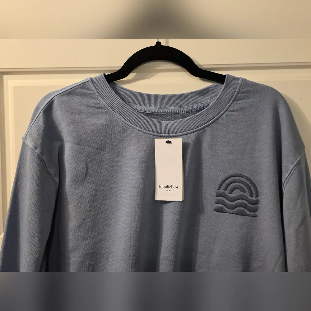 NWT Mens French Terry Crew Neck Pullover Sweatshirt - Rig Blue XL - Picture 3 of 6